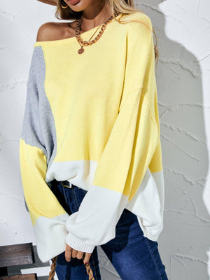 Fall Fashion Color Block Oversized Sweater - MXSTUDIO.COM