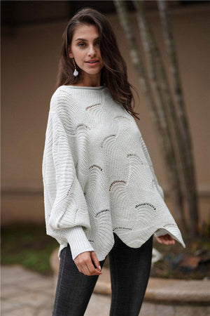 Fall For Me Openwork Oversized Sweater - MXSTUDIO.COM