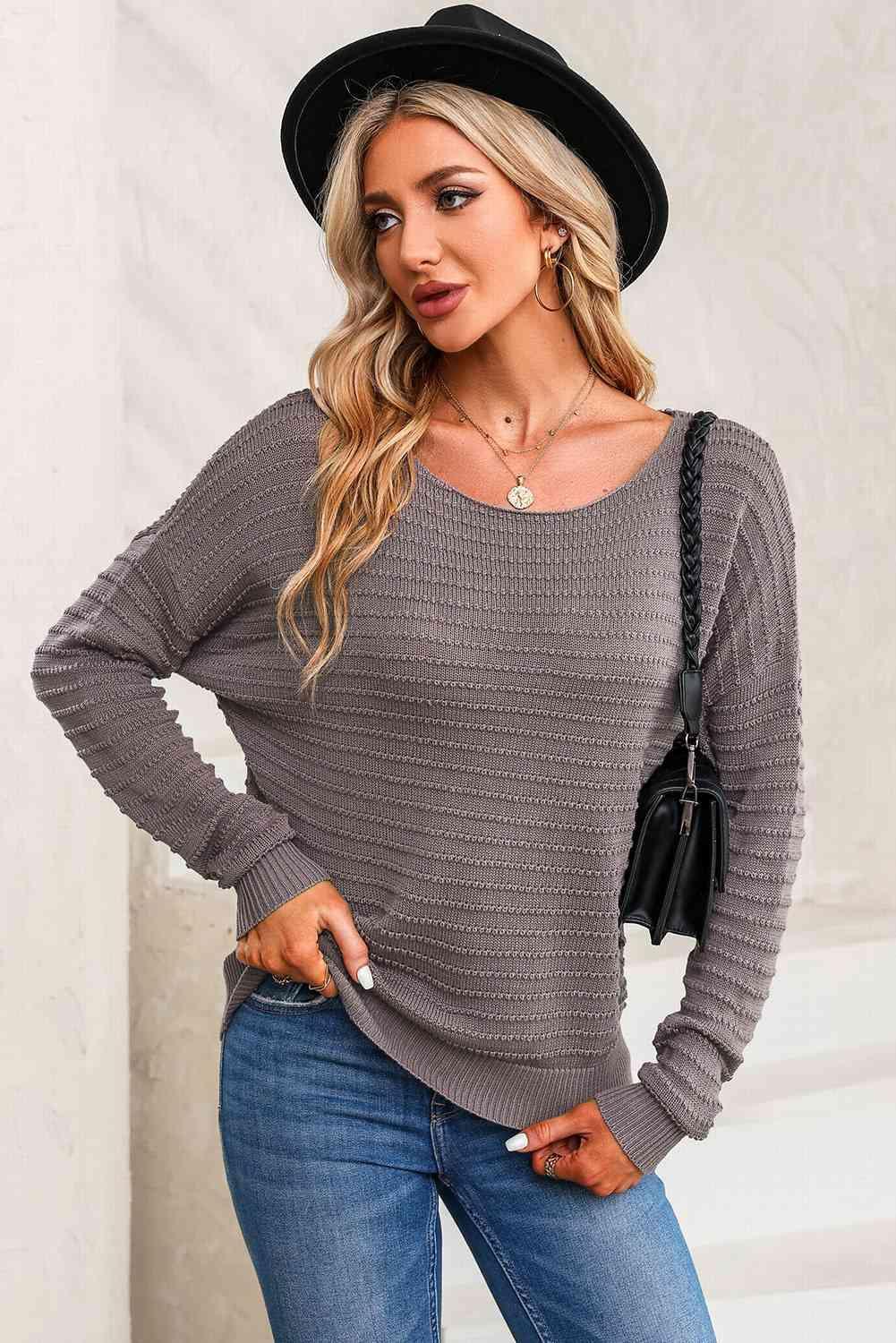 Fall Go-To Long Sleeve Horizontal Rib Sweater - MXSTUDIO.COM