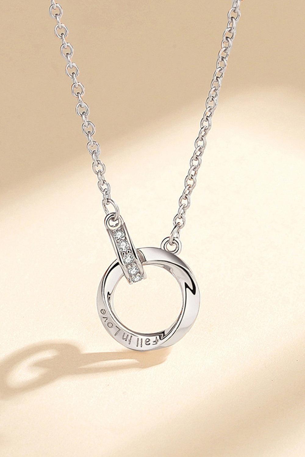 Fall In Love Pendant Sterling Silver Chain Link Necklace - MXSTUDIO.COM