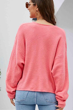 Fall Mode Long Sleeve V Neck Knit Sweater-MXSTUDIO.COM