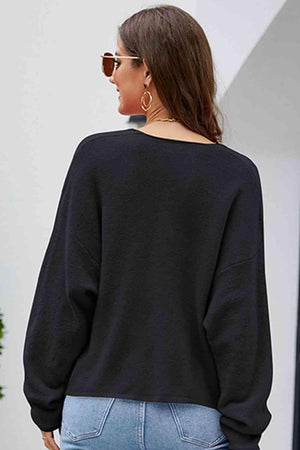 Fall Mode Long Sleeve V Neck Knit Sweater-MXSTUDIO.COM