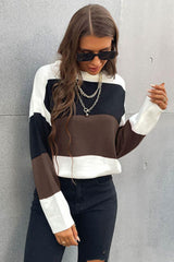 Fall Ready Striped Crew Neck Sweater - MXSTUDIO.COM