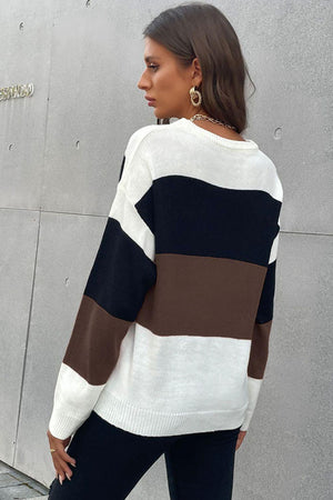 Fall Ready Striped Crew Neck Sweater - MXSTUDIO.COM