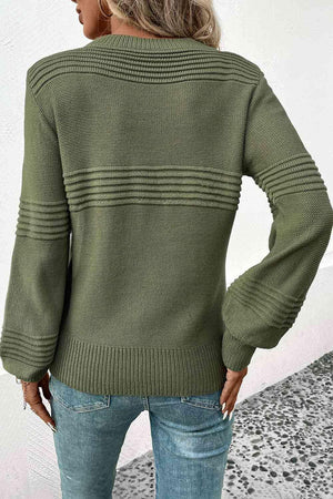 Fall Staple Green Crew Neck Sweater-MXSTUDIO.COM