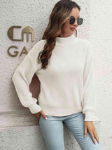 Fall Sweetie Rib-Knit Mock Neck Sweater - MXSTUDIO.COM