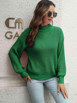 Fall Sweetie Rib-Knit Mock Neck Sweater - MXSTUDIO.COM