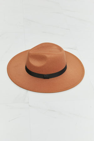 Fame Black Ribbon Band Wide Brim Fedora Hat - MXSTUDIO.COM