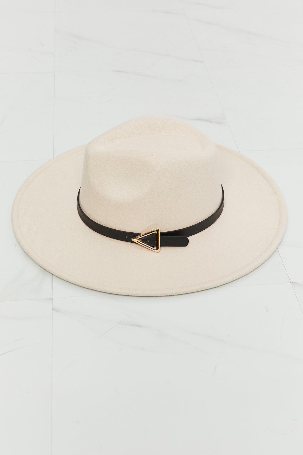 Fame Faux Leather Belt Strap Wide Brim Fedora Hat - MXSTUDIO.COM