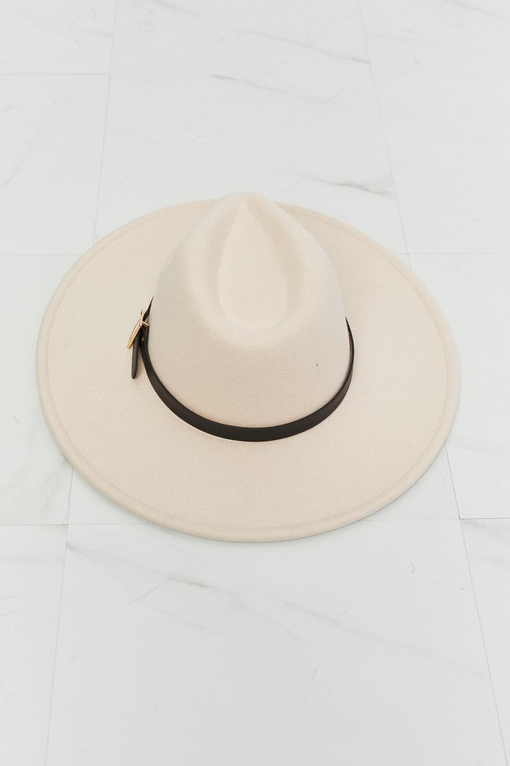 Fame Faux Leather Belt Strap Wide Brim Fedora Hat - MXSTUDIO.COM