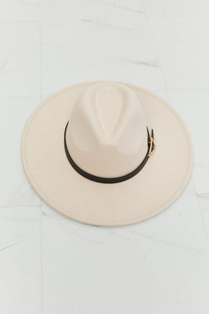 Fame Faux Leather Belt Strap Wide Brim Fedora Hat - MXSTUDIO.COM