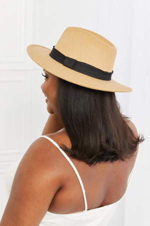 Fame Keep Me Safe Tan Wide Brim Fedora Hat - MXSTUDIO.COM