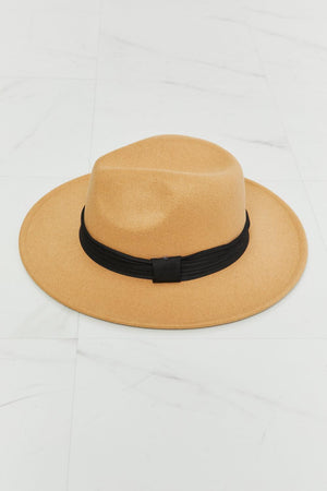 Fame Keep Me Safe Tan Wide Brim Fedora Hat - MXSTUDIO.COM