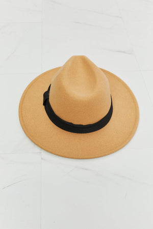 Fame Keep Me Safe Tan Wide Brim Fedora Hat - MXSTUDIO.COM