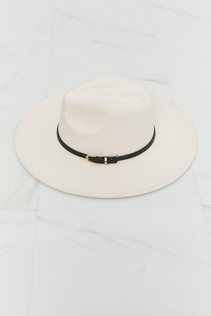 Fame Leather Belt Strap Wide Brim Fedora Hat - MXSTUDIO.COM