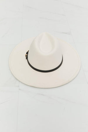 Fame Leather Belt Strap Wide Brim Fedora Hat - MXSTUDIO.COM