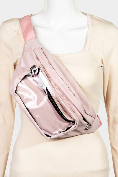 a pink fanny bag on a mannequin torso