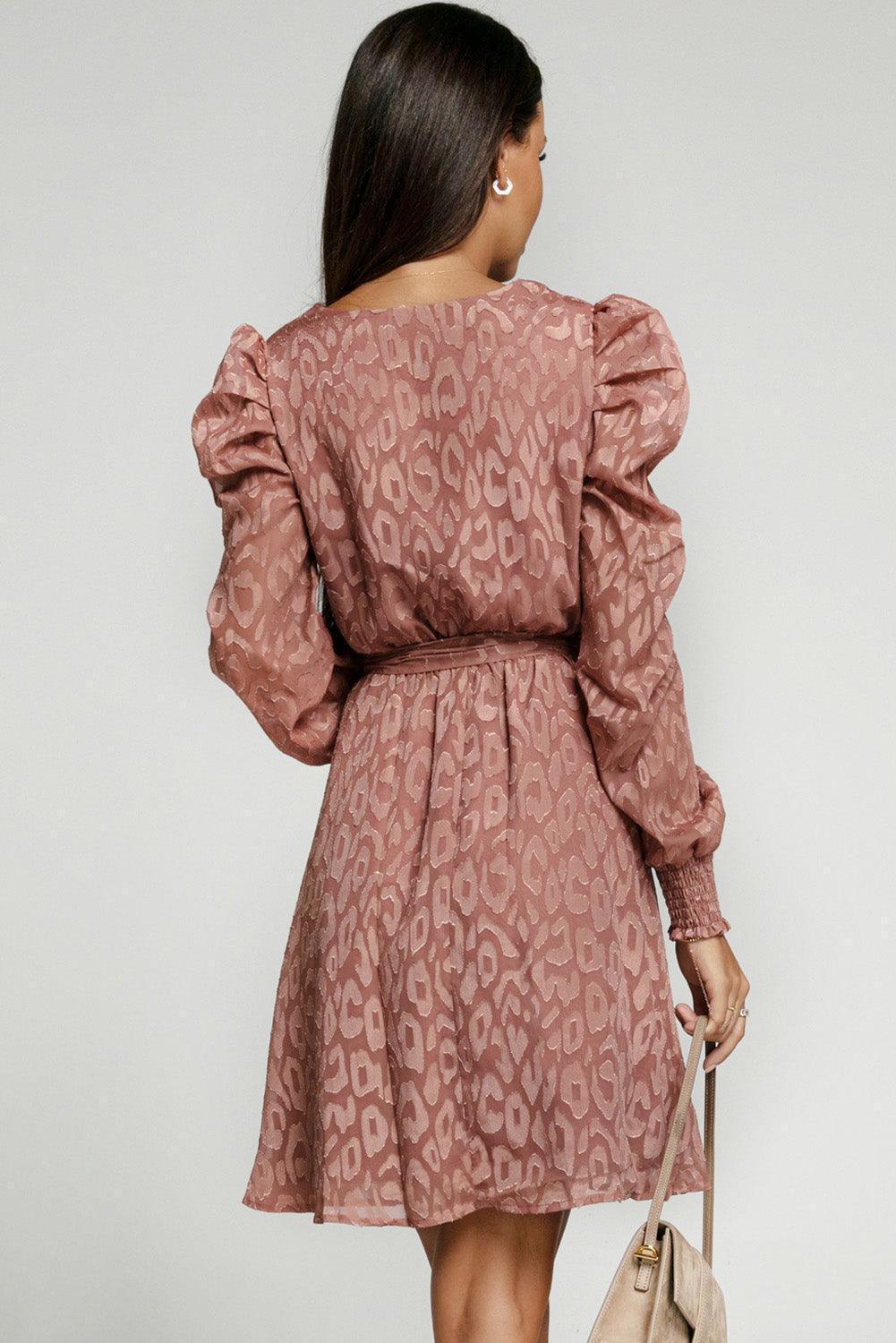 Fancy Belted Puff Sleeve Dress - MXSTUDIO.COM