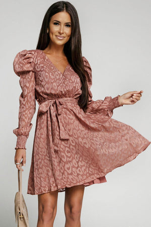 Fancy Belted Puff Sleeve Dress - MXSTUDIO.COM