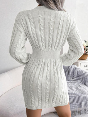 Fantastic Cable-Knit Sweater Dress - MXSTUDIO.COM