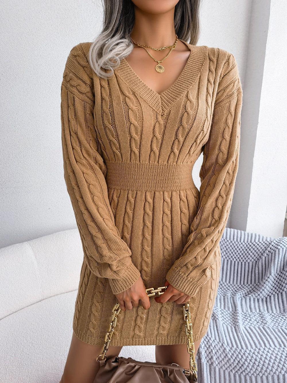 Fantastic Cable-Knit Sweater Dress - MXSTUDIO.COM