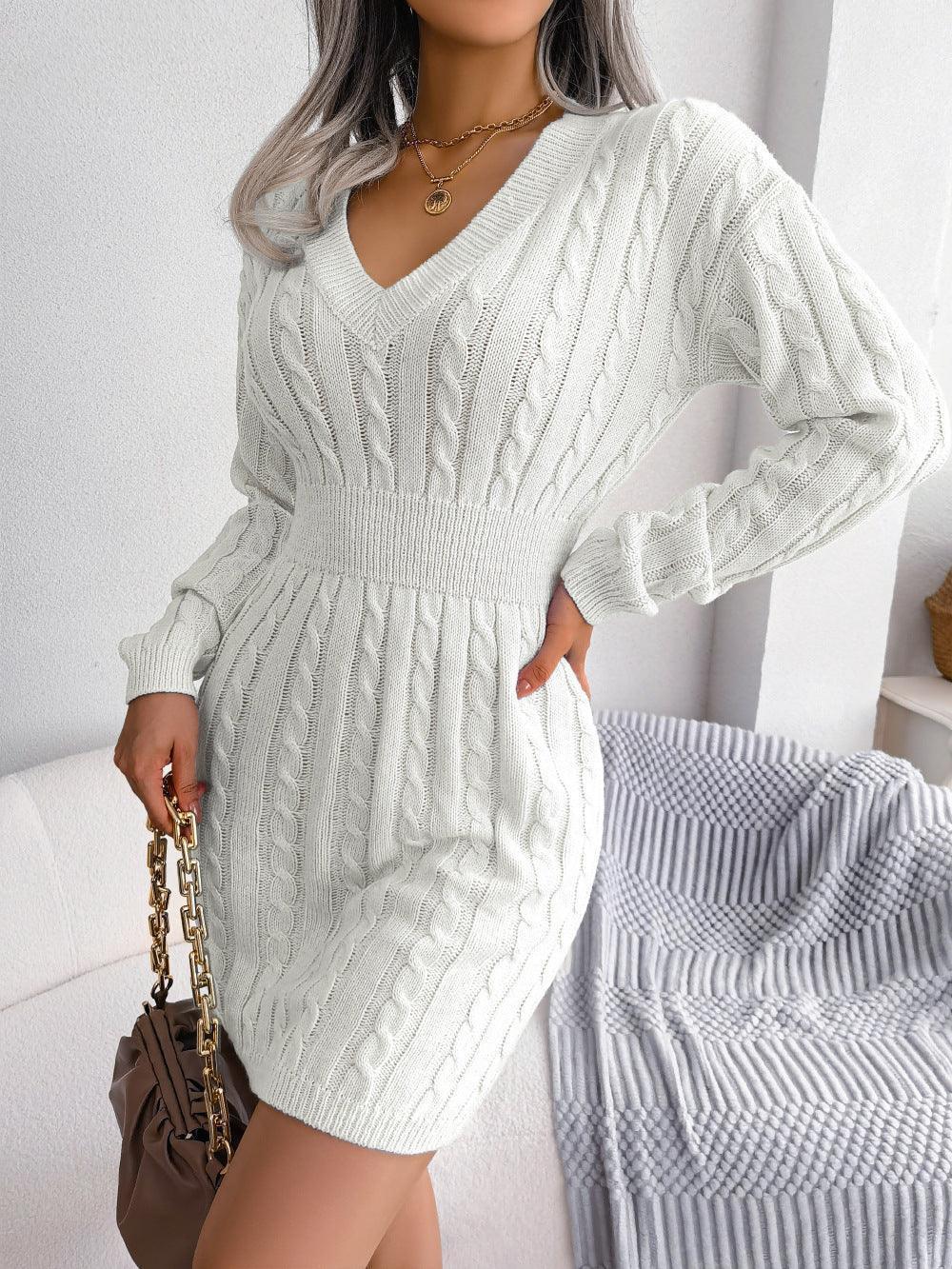 Fantastic Cable-Knit Sweater Dress - MXSTUDIO.COM