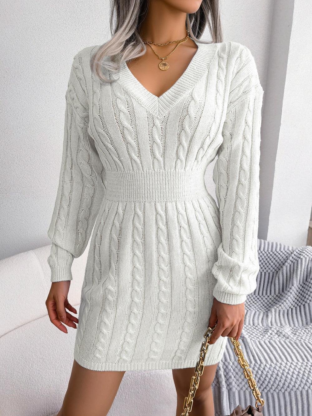 Fantastic Cable-Knit Sweater Dress - MXSTUDIO.COM