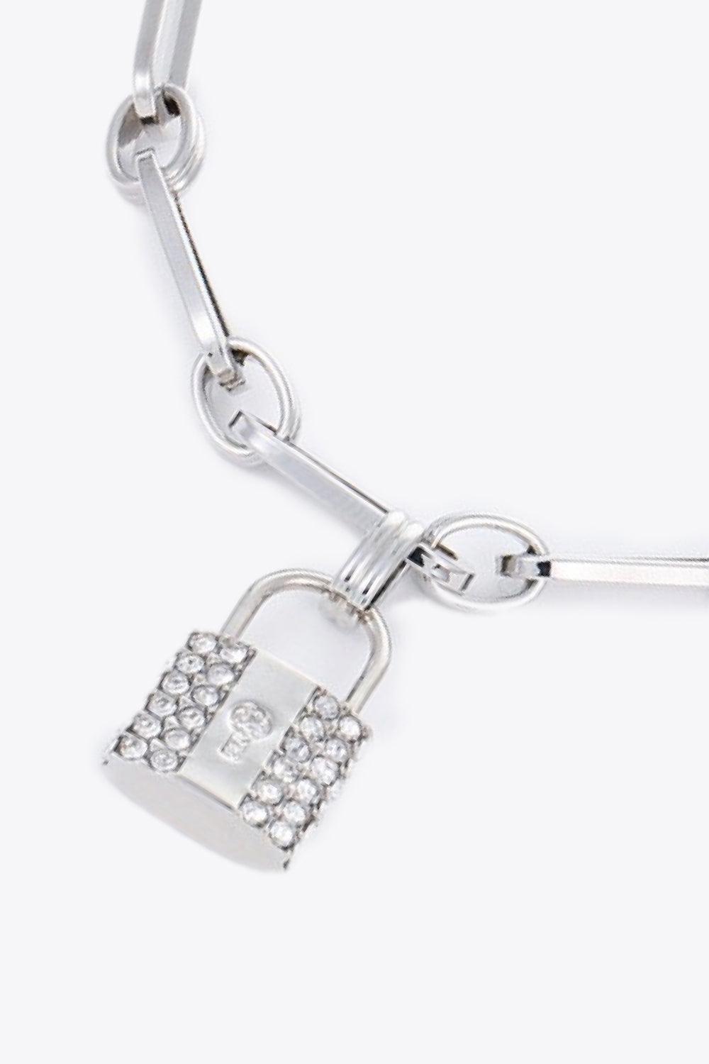 Fantastic Life Lock Charm Silver Chain Bracelet-MXSTUDIO.COM