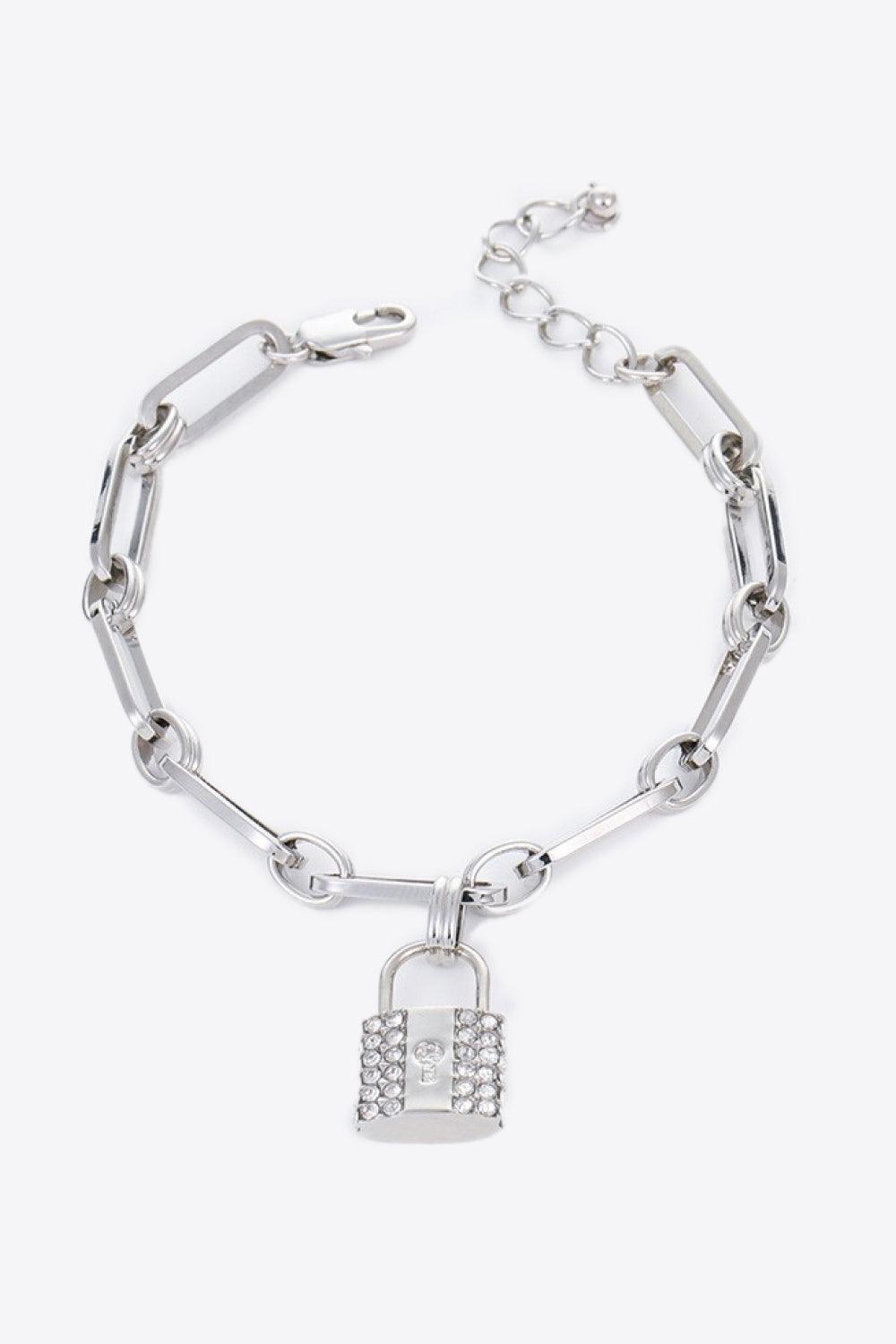 Fantastic Life Lock Charm Silver Chain Bracelet-MXSTUDIO.COM