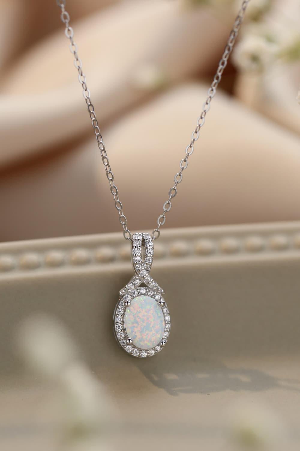 Fantastic Me 925 Sterling Silver Opal Pendant Necklace - MXSTUDIO.COM