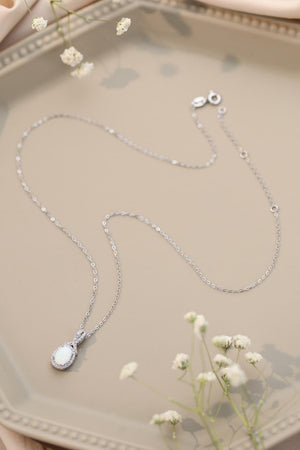 Fantastic Me 925 Sterling Silver Opal Pendant Necklace - MXSTUDIO.COM