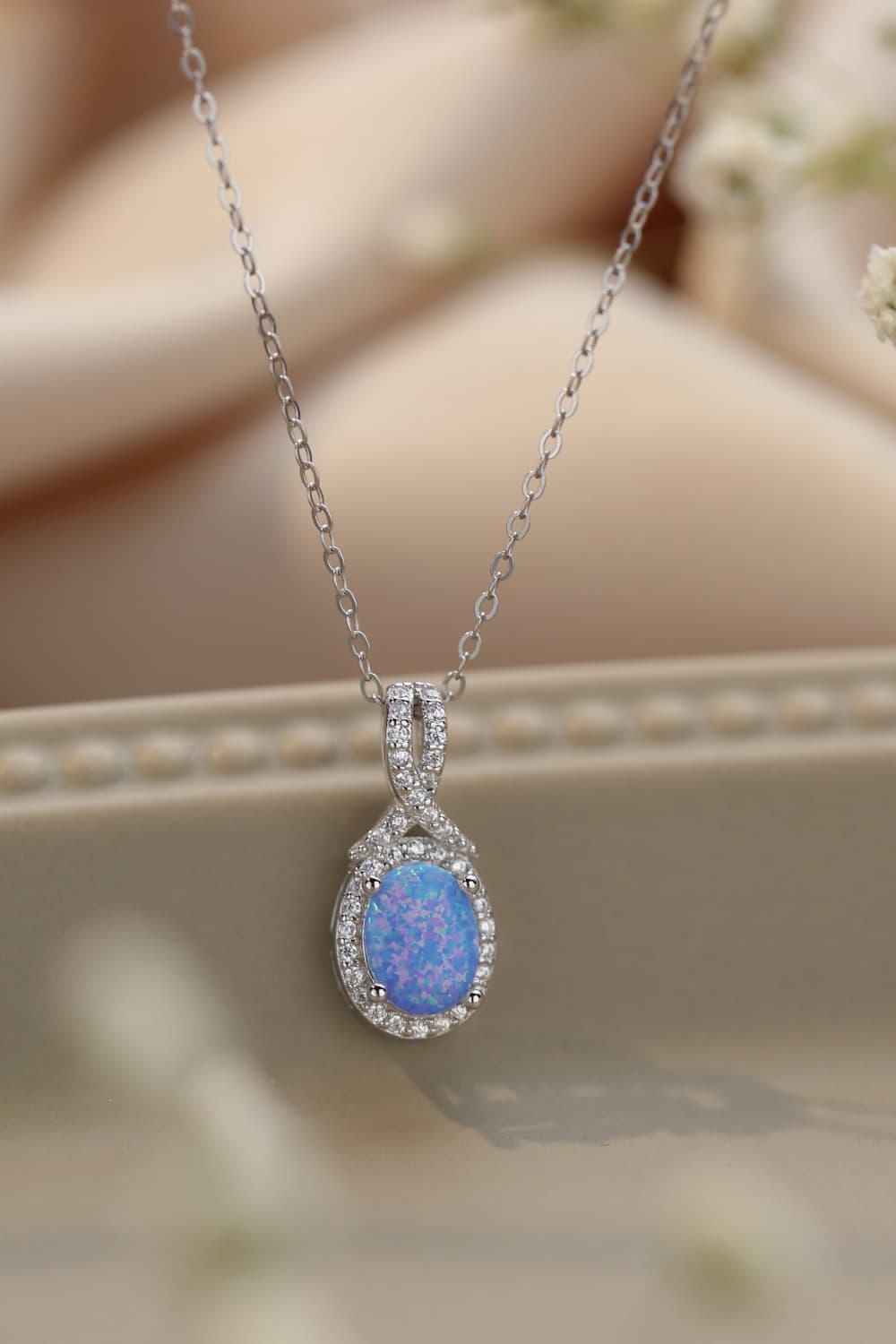 Fantastic Me 925 Sterling Silver Opal Pendant Necklace - MXSTUDIO.COM