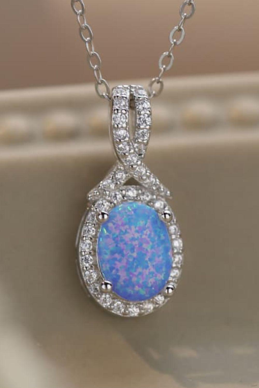 Fantastic Me 925 Sterling Silver Opal Pendant Necklace - MXSTUDIO.COM