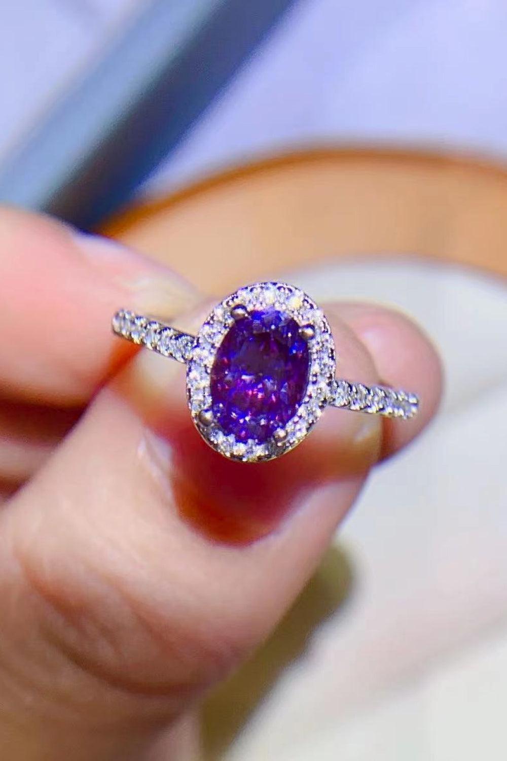 Fantastic Platinum-Plated 1 Carat Purple Moissanite Ring - MXSTUDIO.COM