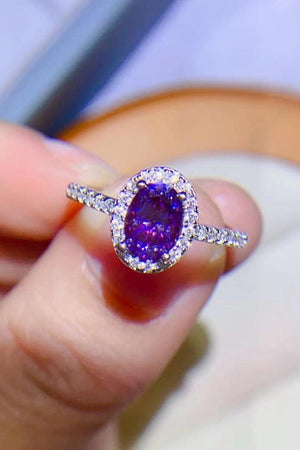 Fantastic Platinum-Plated 1 Carat Purple Moissanite Ring - MXSTUDIO.COM