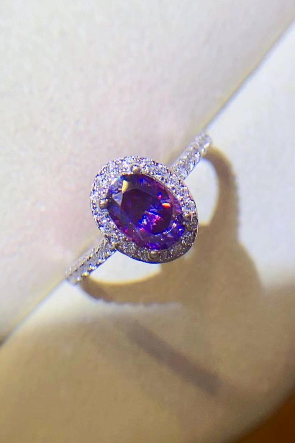 Fantastic Platinum-Plated 1 Carat Purple Moissanite Ring - MXSTUDIO.COM