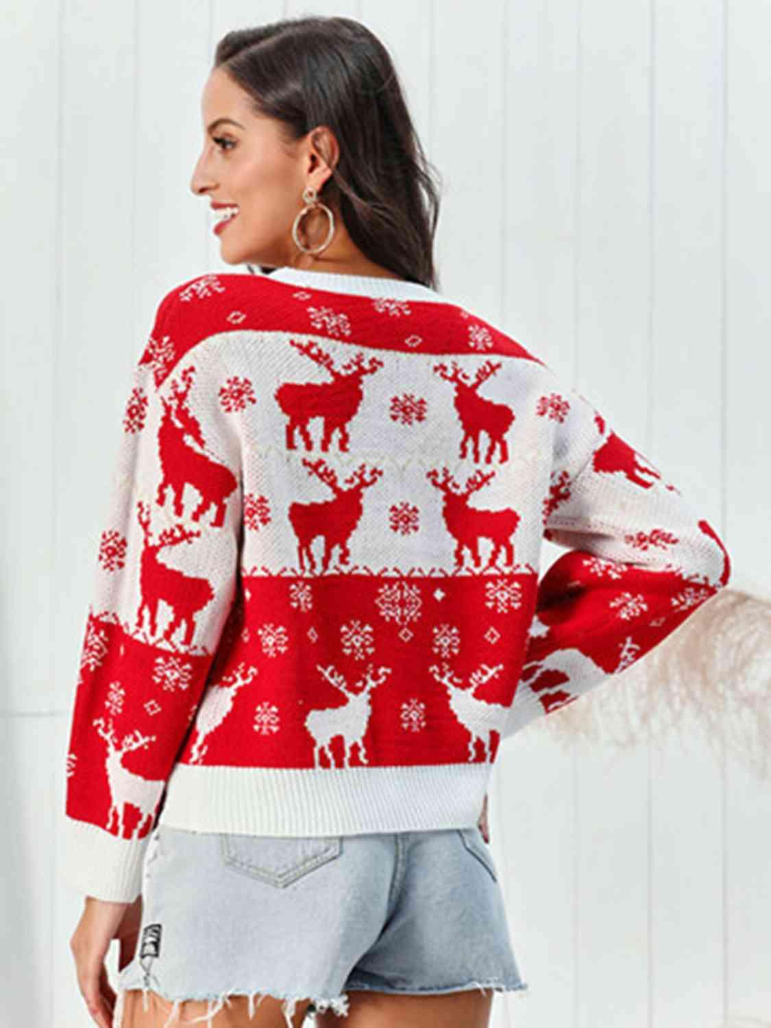 Fantastic Round Neck Reindeer Christmas Sweater-MXSTUDIO.COM