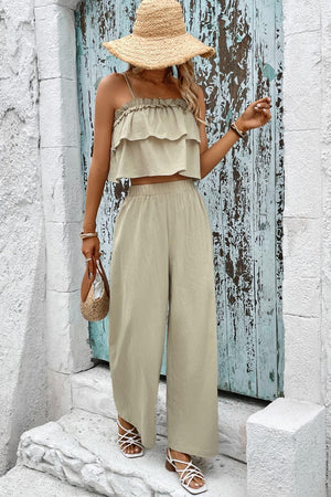 Fantastic Summer Crop Top and Wide Leg Pants Set - MXSTUDIO.COM