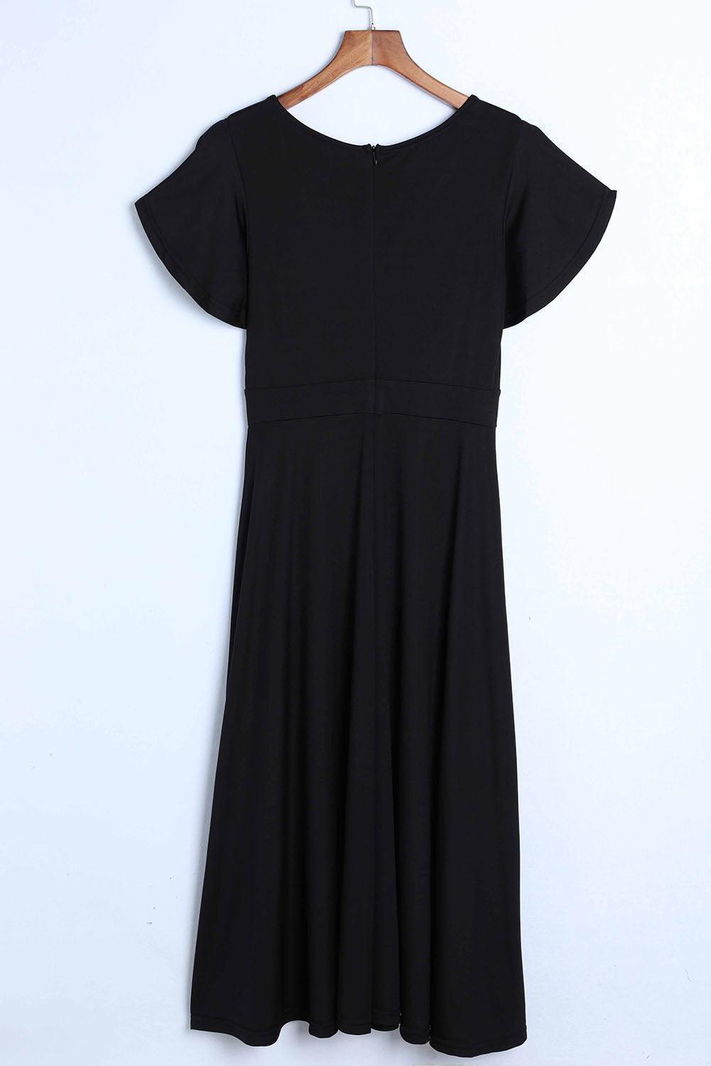 Fascinating Surplice Flutter Sleeve Midi Dress - MXSTUDIO.COM