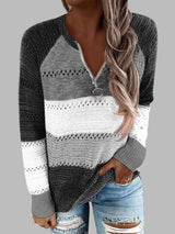 Fascinating Warmth Striped Half Zip Sweater-MXSTUDIO.COM