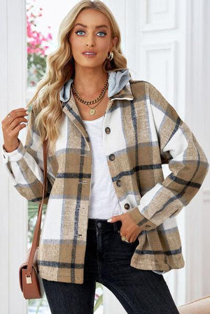 Fashion And Function Button Up Plaid Hooded Jacket-MXSTUDIO.COM