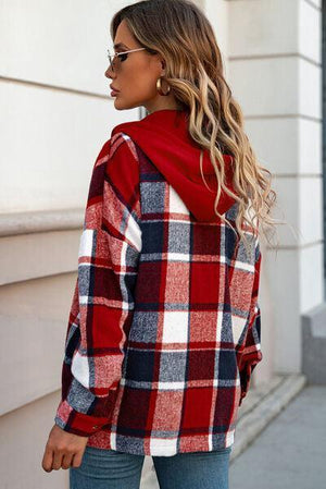 Fashion And Function Button Up Plaid Hooded Jacket-MXSTUDIO.COM