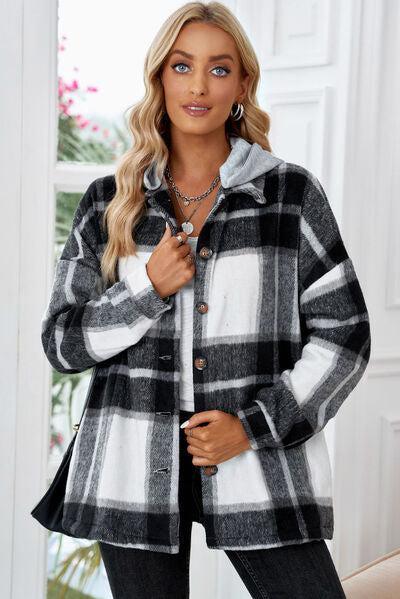 Fashion And Function Button Up Plaid Hooded Jacket-MXSTUDIO.COM