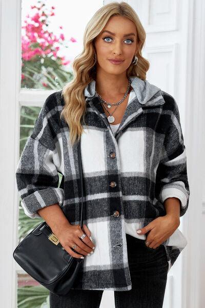 Fashion And Function Button Up Plaid Hooded Jacket-MXSTUDIO.COM