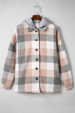 Fashion And Function Button Up Plaid Hooded Jacket-MXSTUDIO.COM