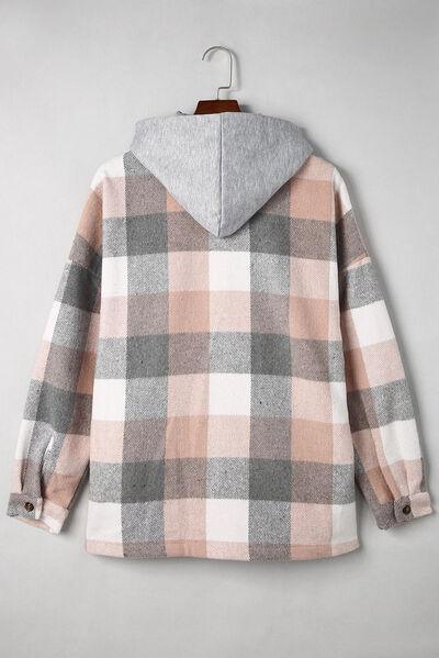 Fashion And Function Button Up Plaid Hooded Jacket-MXSTUDIO.COM