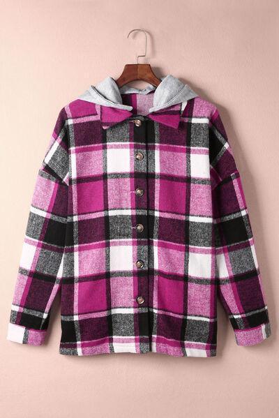 Fashion And Function Button Up Plaid Hooded Jacket-MXSTUDIO.COM