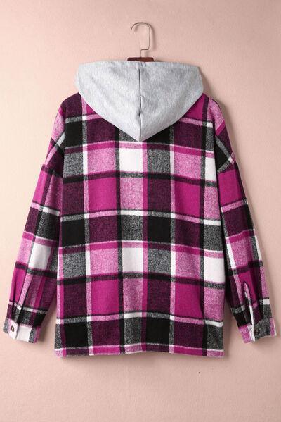 Fashion And Function Button Up Plaid Hooded Jacket-MXSTUDIO.COM