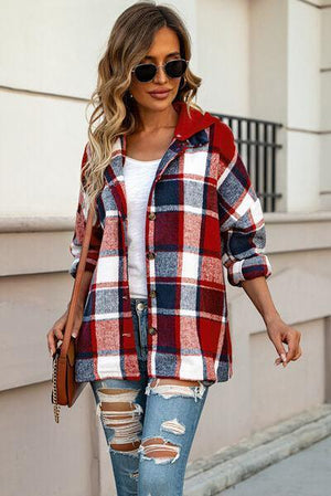 Fashion And Function Button Up Plaid Hooded Jacket-MXSTUDIO.COM