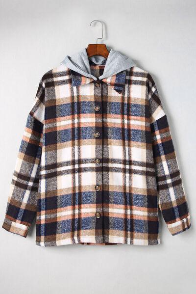 Fashion And Function Button Up Plaid Hooded Jacket-MXSTUDIO.COM